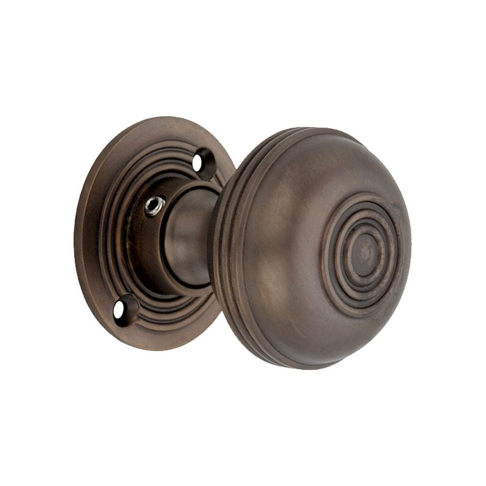 This is an image of Spira Brass - Bloxwich 50mm Rim/Mortice Door Knob Aged Bronze   available to order from trade door handles, quick delivery and discounted prices.