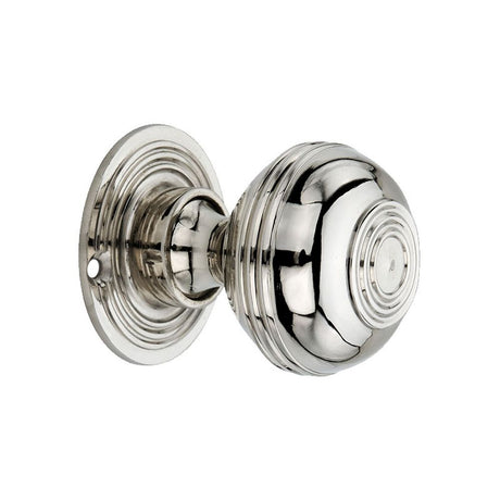 This is an image of Spira Brass - Bloxwich 50mm Rim/Mortice Door Knob Polished Nickel   available to order from trade door handles, quick delivery and discounted prices.