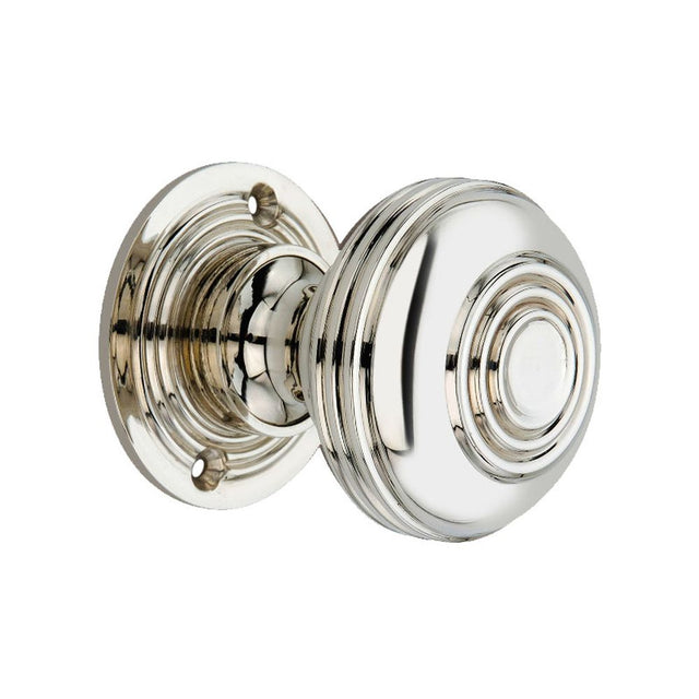 This is an image of Spira Brass - Bloxwich Large 60mm Rim/Mortice Door Knob Polished Nickel   available to order from trade door handles, quick delivery and discounted prices.