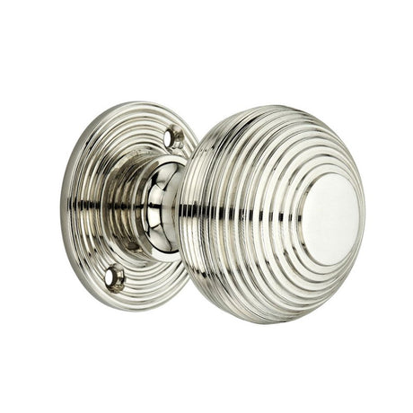 This is an image of Spira Brass - Beehive 50mm Rim/Mortice Door Knob Polished Nickel   available to order from trade door handles, quick delivery and discounted prices.