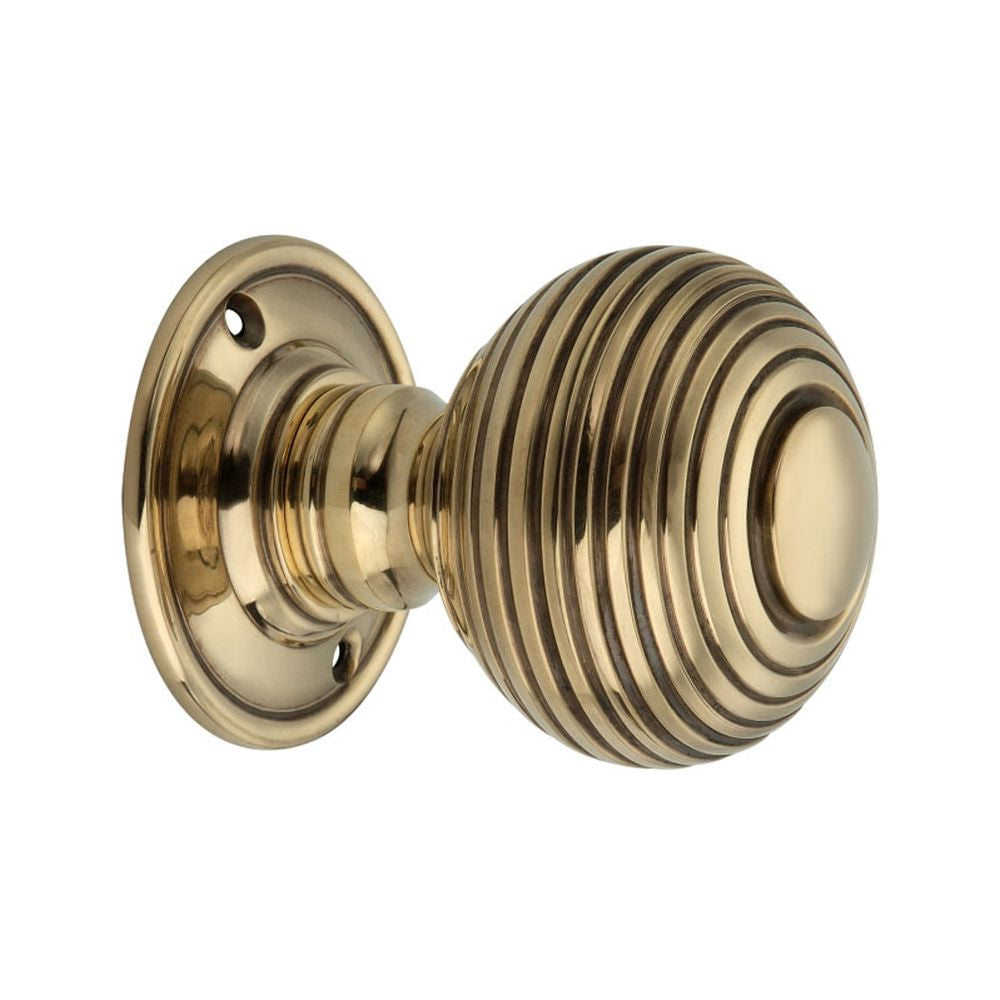 This is an image of Spira Brass - Beehive Large 60mm Mortice Door Knob Aged Brass   available to order from trade door handles, quick delivery and discounted prices.