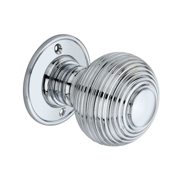 This is an image of Spira Brass - Beehive Large 60mm Mortice Door Knob Polished Chrome   available to order from trade door handles, quick delivery and discounted prices.