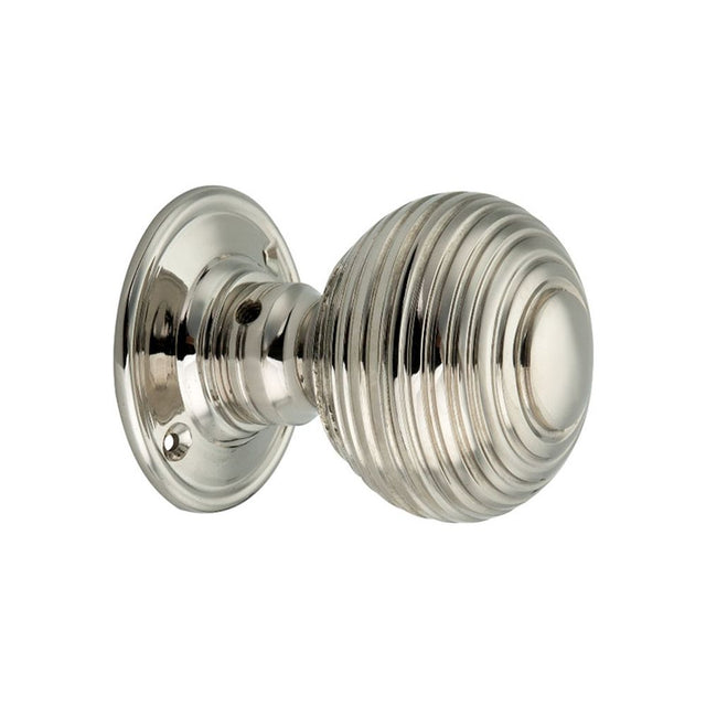 This is an image of Spira Brass - Beehive Large 60mm Mortice Door Knob Polished Nickel   available to order from trade door handles, quick delivery and discounted prices.