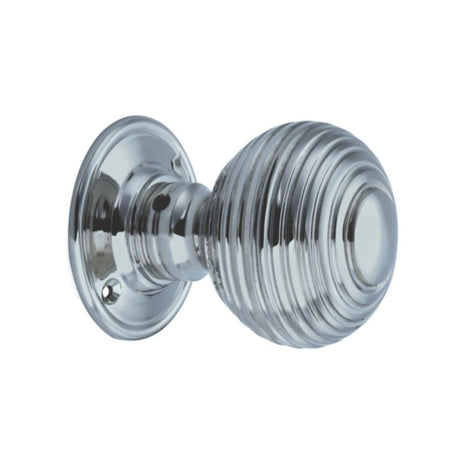 This is an image of Spira Brass - Beehive Large 60mm Mortice Door Knob Satin Chrome   available to order from trade door handles, quick delivery and discounted prices.