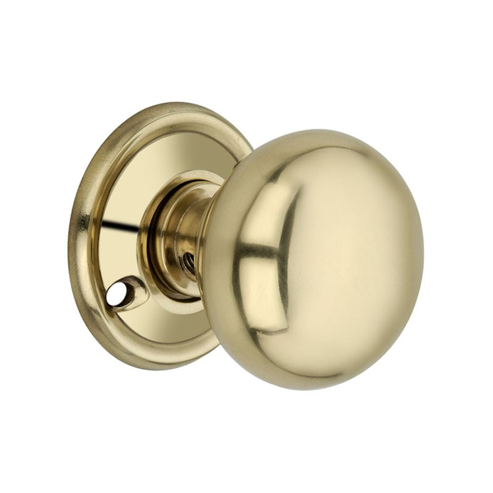 This is an image of Spira Brass - Cottage Large 50mm Door Knob Polished Brass   available to order from trade door handles, quick delivery and discounted prices.