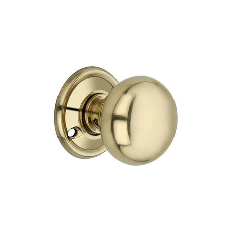 This is an image of Spira Brass - Cottage Small 40mm Rim/Mortice Door Knob Polished Brass   available to order from trade door handles, quick delivery and discounted prices.