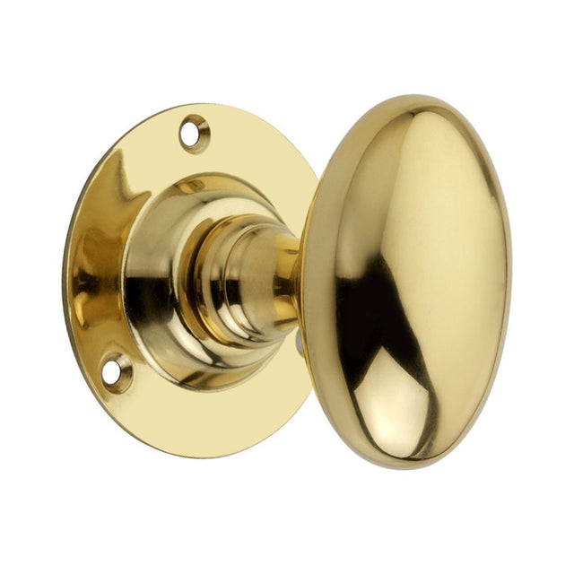 This is an image of Spira Brass - Oval Mortice Door Knob Polished Brass   available to order from trade door handles, quick delivery and discounted prices.