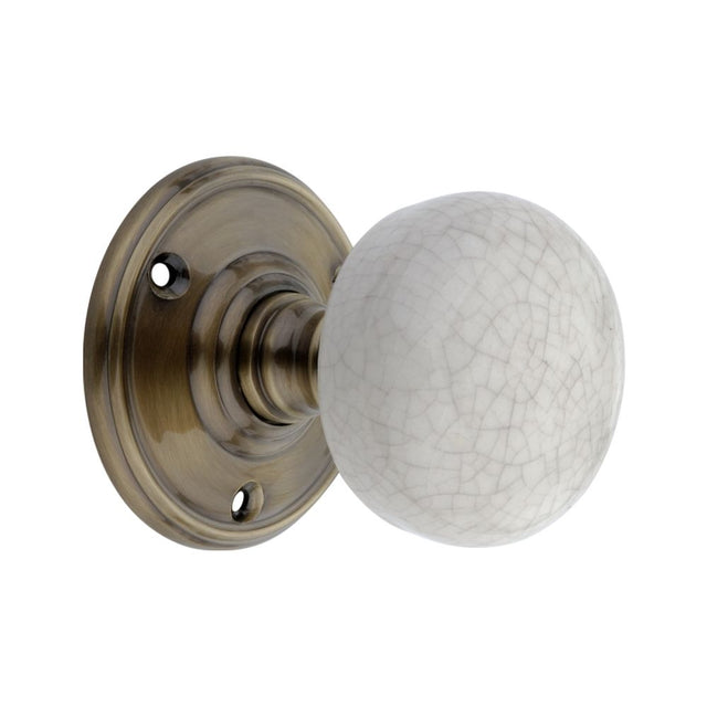 This is an image of Spira Brass - Crackled Porcelain Mortice Door Knob Antique   available to order from trade door handles, quick delivery and discounted prices.