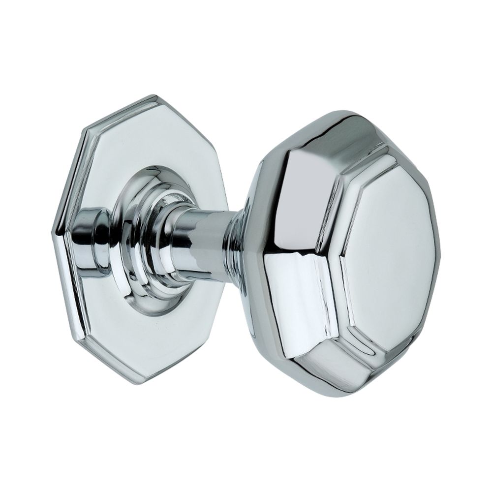 This is an image of Spira Brass - Octagonal Centre Door Knob Polished Chrome   available to order from trade door handles, quick delivery and discounted prices.