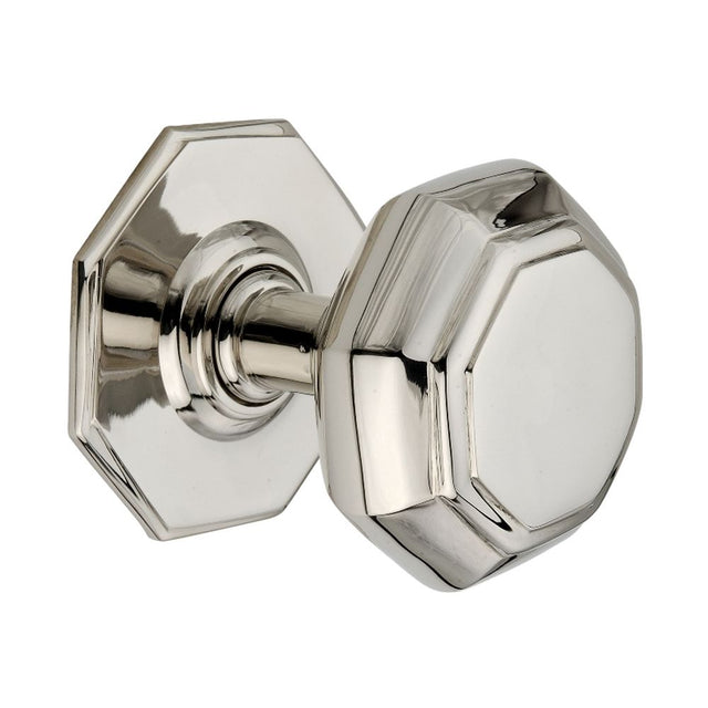 This is an image of Spira Brass - Octagonal Centre Door Knob Polished Nickel   available to order from trade door handles, quick delivery and discounted prices.