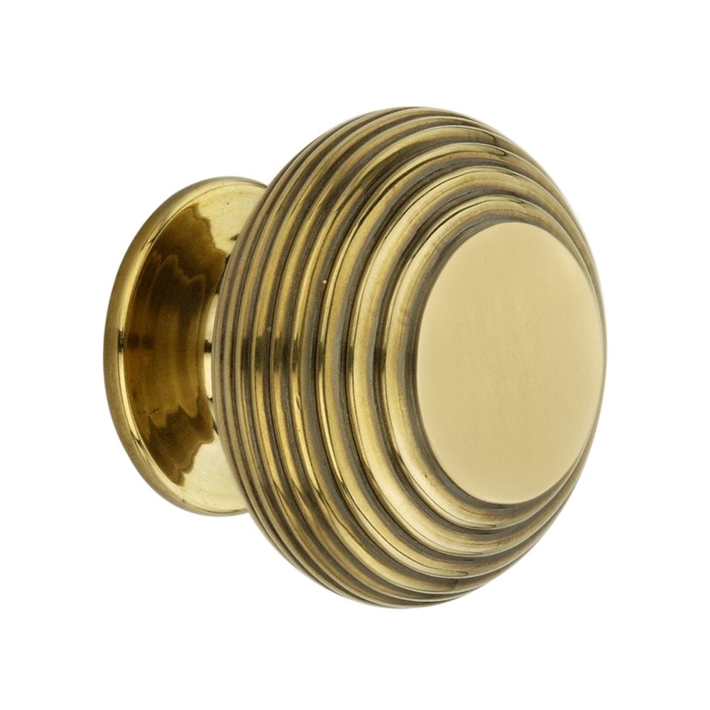 This is an image of Spira Brass - Beehive Large 40mm Cupboard Knob Aged Brass   available to order from trade door handles, quick delivery and discounted prices.