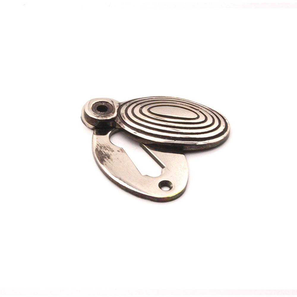 This is an image of Spira Brass - Oval Beehive Escutcheon Aged Nickel   available to order from trade door handles, quick delivery and discounted prices.