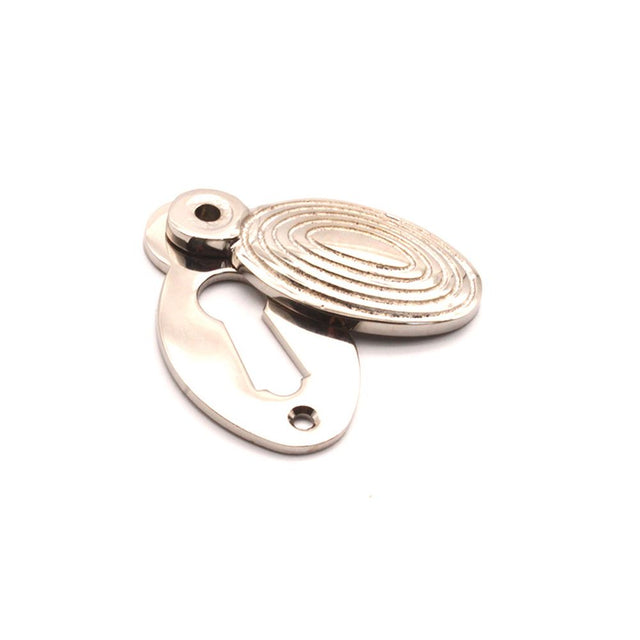 This is an image of Spira Brass - Oval Beehive Escutcheon Polished Nickel   available to order from trade door handles, quick delivery and discounted prices.