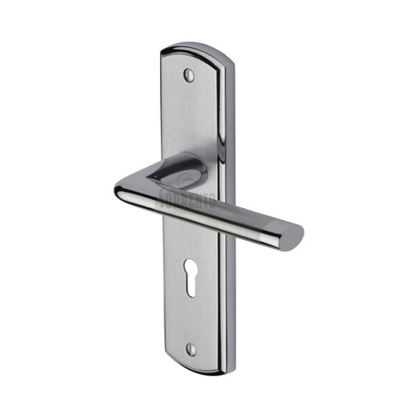 This is an image of a Sorrento - Door Handle Lever Lock Lena Design Apollo Finish, sc-2350-ap that is available to order from Trade Door Handles in Kendal.