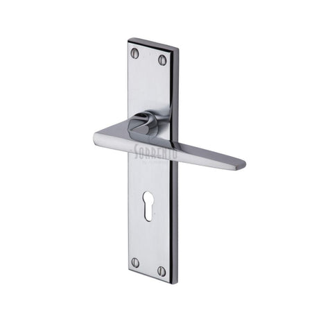 This is an image of a Sorrento - Door Handle Lever Lock Swift Design Apollo Finish, sc-3400-ap that is available to order from Trade Door Handles in Kendal.