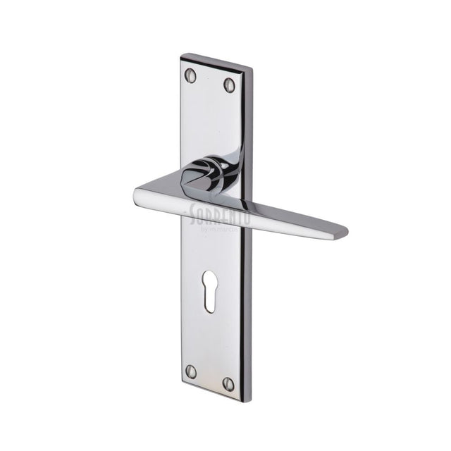 This is an image of a Sorrento - Door Handle Lever Lock Swift Design Polished Chrome Finish, sc-3400-pc that is available to order from Trade Door Handles in Kendal.