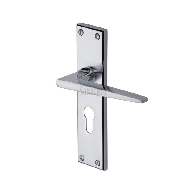 This is an image of a Sorrento - Door Handle for Euro Profile Plate Swift Design Apollo Finish, sc-3448-ap that is available to order from Trade Door Handles in Kendal.