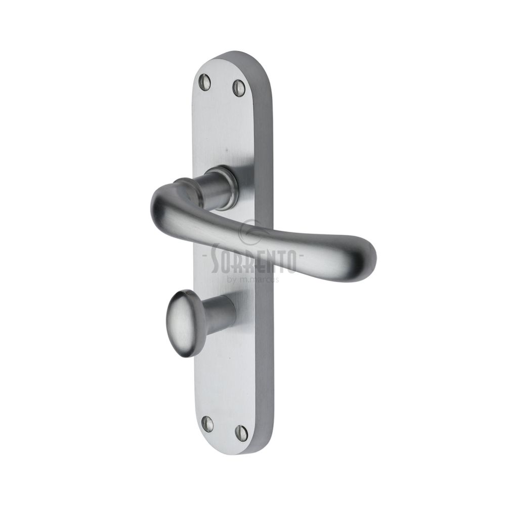 This is an image of a Sorrento - Door Handle for Bathroom Donna Design Satin Chrome Finish, sc-6330-sc that is available to order from Trade Door Handles in Kendal.