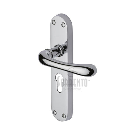 This is an image of a Sorrento - Door Handle for Euro Profile Plate Donna Design Polished Chrome Finish, sc-6348-pc that is available to order from Trade Door Handles in Kendal.