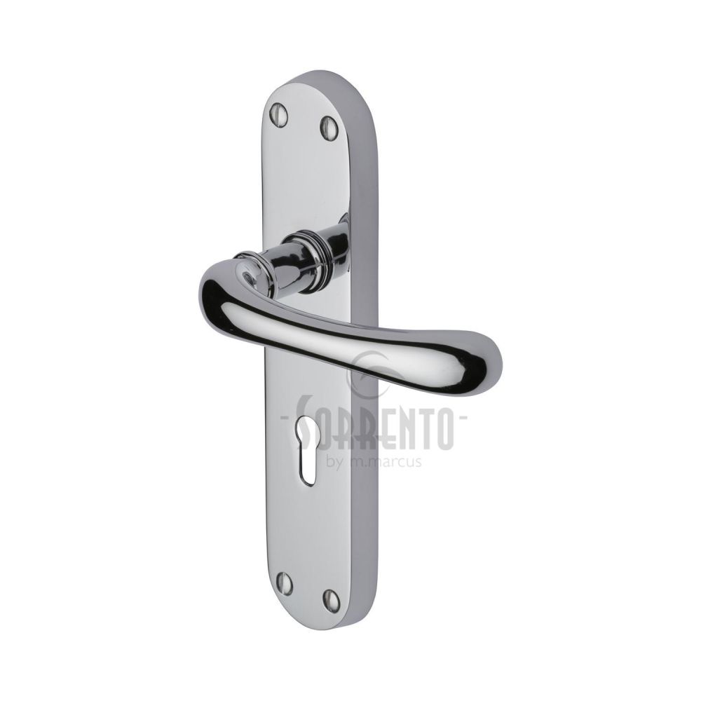 This is an image of a Sorrento - Door Handle Lever Lock Donna Design Polished Chrome Finish, sc-6350-pc that is available to order from Trade Door Handles in Kendal.