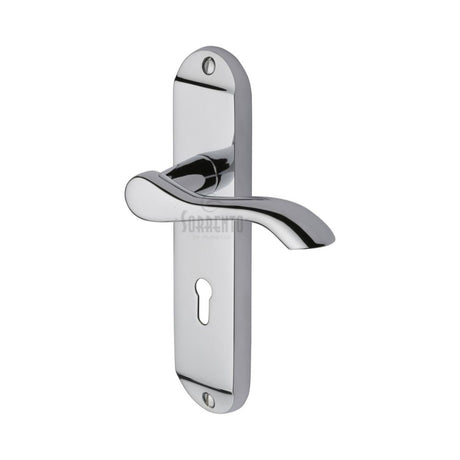 This is an image of a Sorrento - Door Handle Lever Lock Aurora Design Polished Chrome Finish, sc-7350-pc that is available to order from Trade Door Handles in Kendal.