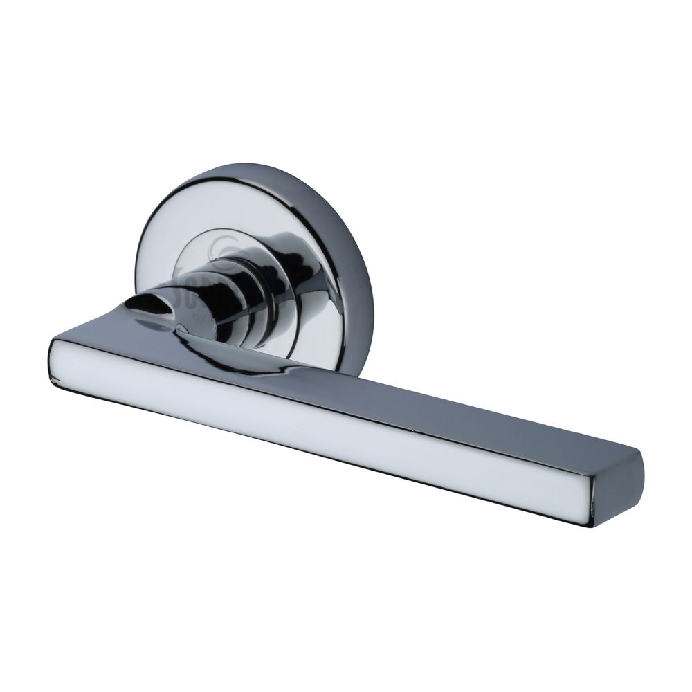 This is an image of a Sorrento - Door Handle Lever Latch Vector Design Polished Chrome Finish, sc-7580-pc that is available to order from Trade Door Handles in Kendal.