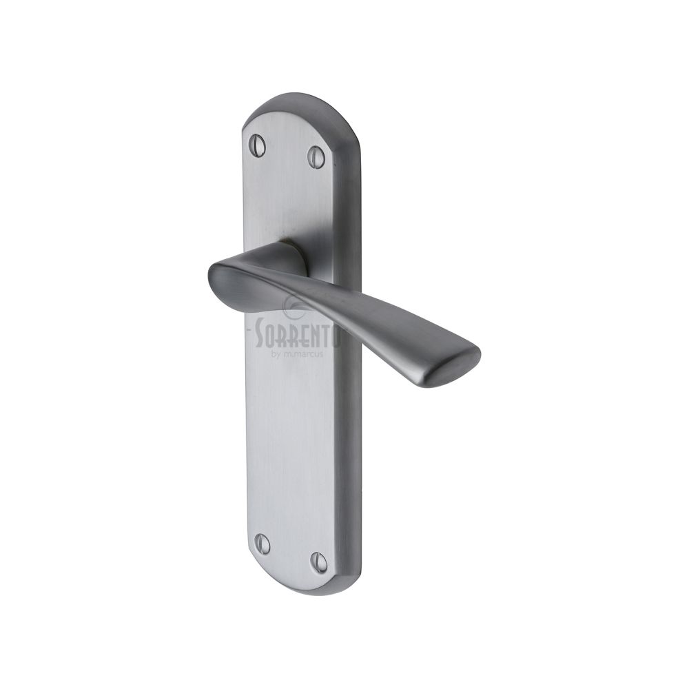 This is an image of a Sorrento - Door Handle Lever Latch Atlanta Design Satin Chrome Finish, sc-7610-sc that is available to order from Trade Door Handles in Kendal.