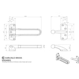 This image is a line drwaing of a Carlisle Brass - Door Guard - Polished Chrome available to order from Trade Door Handles in Kendal