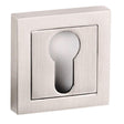 This is an image of Senza Pari Euro Escutcheon on Square Rose - Satin Nickel available to order from Trade Door Handles.