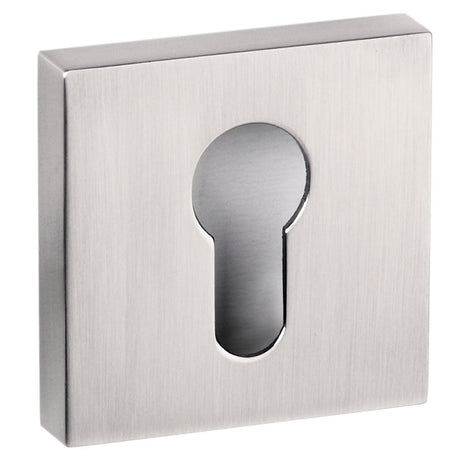 This is an image of Senza Pari Euro Escutcheon on Flush Square Rose - Satin Nickel available to order from Trade Door Handles.