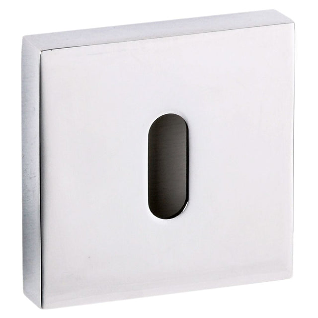 This is an image of Senza Pari Key Escutcheon on Flush Square Rose - Polished Chrome available to order from Trade Door Handles.