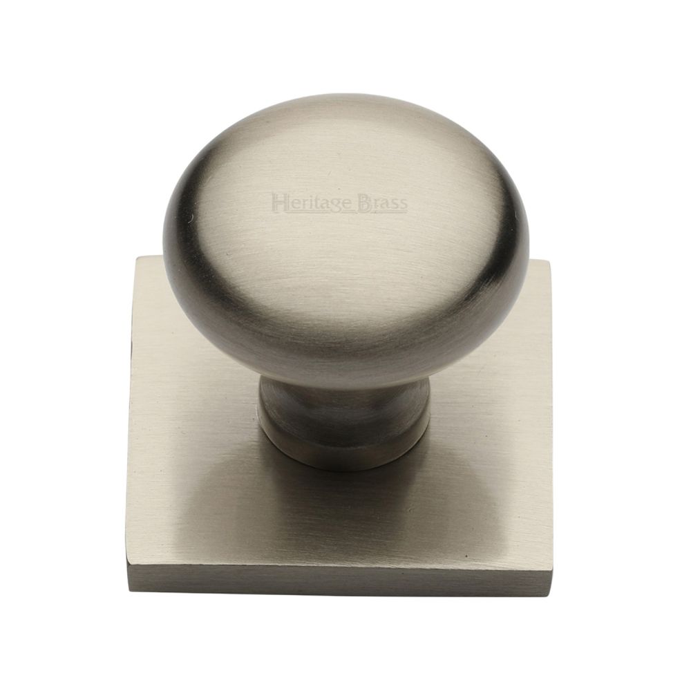 This is a image of a Heritage Brass - Cabinet Knob Victorian Round Design with Square Backplate 32mm that is available to order from Trade Door Handles in Kendal