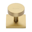 This is a image of a Heritage Brass - Cabinet Knob Disc Design with Square Backplate 32mm Sat. Brass that is available to order from Trade Door Handles in Kendal