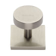 This is an image of a Heritage Brass - Cabinet Knob Disc Design with Square Backplate 32mm Satin Nickel, sq3880-sn that is available to order from Trade Door Handles in Kendal.