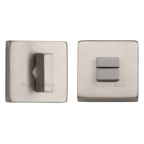 This is an image of a Heritage Brass - Square Thumbturn & Emergency Release Satin Nickel Finish, sq4035-sn that is available to order from Trade Door Handles in Kendal.