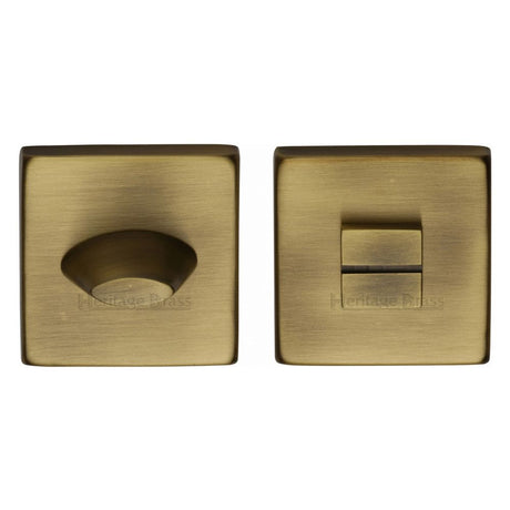This is an image of a Heritage Brass - Square Thumbturn & Emergency Release Antique Brass Finish, sq4043-at that is available to order from Trade Door Handles in Kendal.
