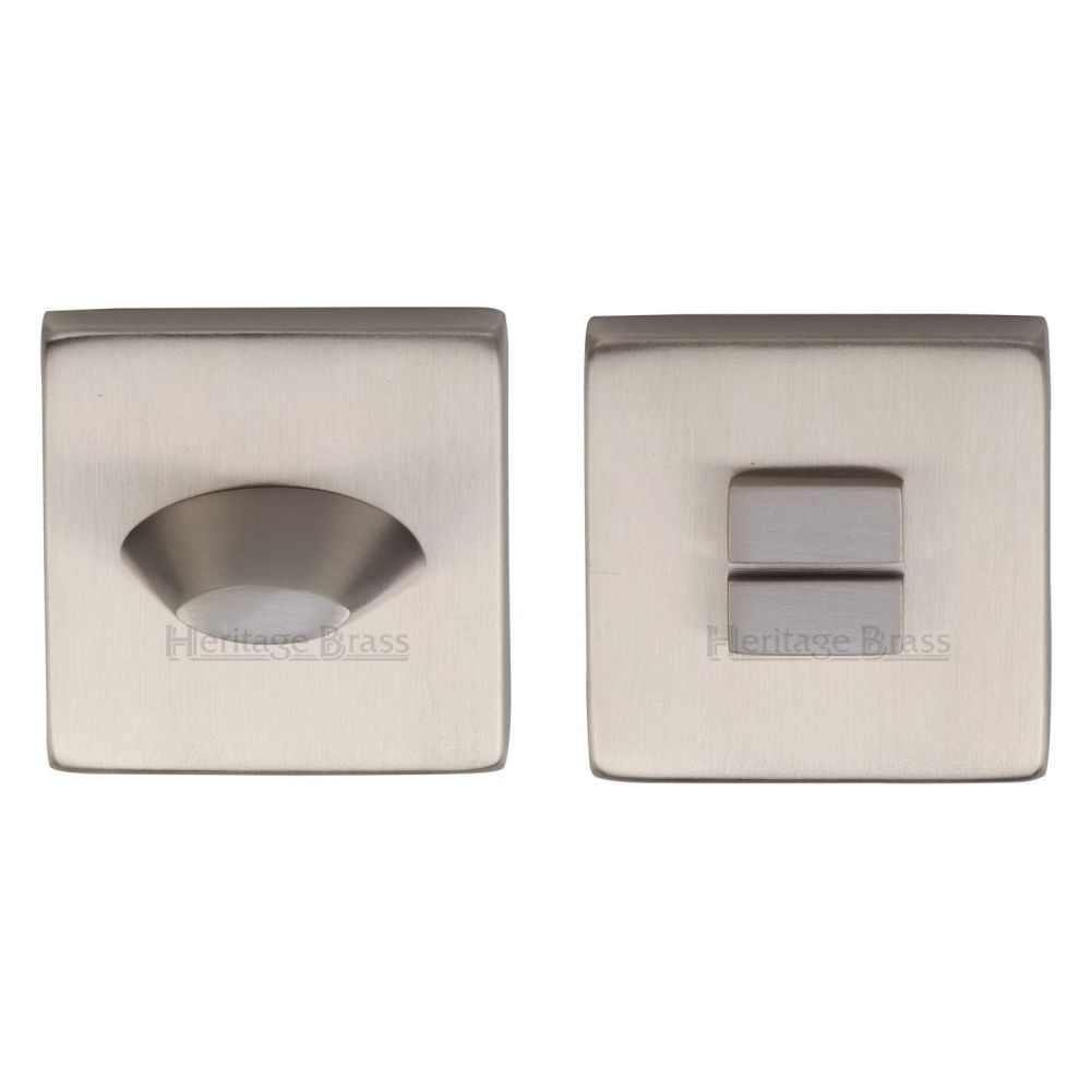 This is an image of a Heritage Brass - Square Thumbturn & Emergency Release Satin Nickel Finish, sq4043-sn that is available to order from Trade Door Handles in Kendal.