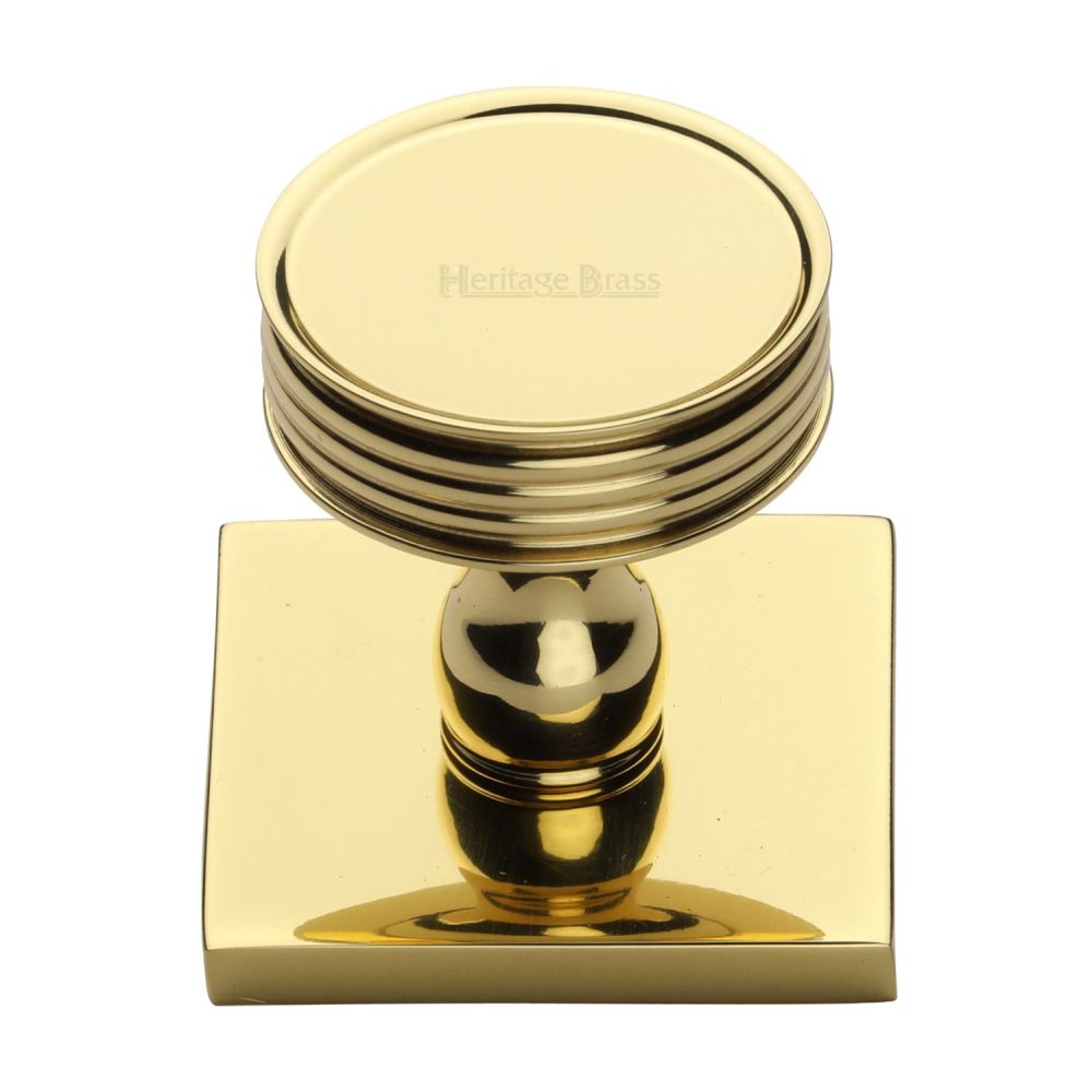 This is a image of a Heritage Brass - Cabinet Knob Venetian Design with Square Backplate 32mm Pol. Br that is available to order from Trade Door Handles in Kendal