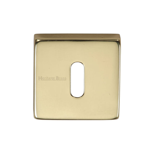 This is an image of a Heritage Brass - Square Key Escutcheon Polished Brass Finish, sq5002-pb that is available to order from Trade Door Handles in Kendal.