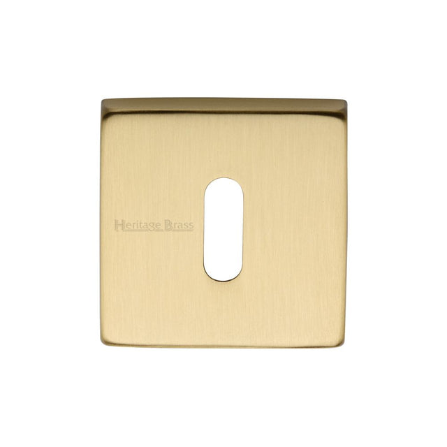 This is an image of a Heritage Brass - Square Key Escutcheon Satin Brass Finish, sq5002-sb that is available to order from Trade Door Handles in Kendal.