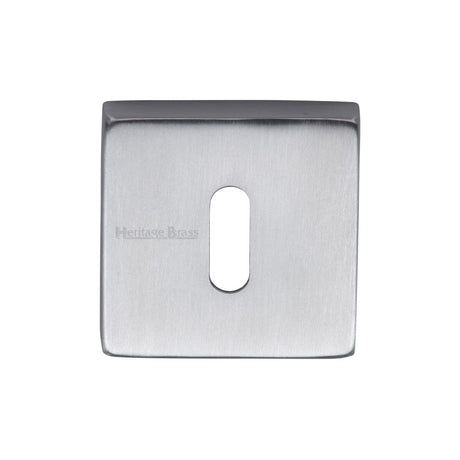 This is an image of a Heritage Brass - Square Key Escutcheon Satin Chrome Finish, sq5002-sc that is available to order from Trade Door Handles in Kendal.