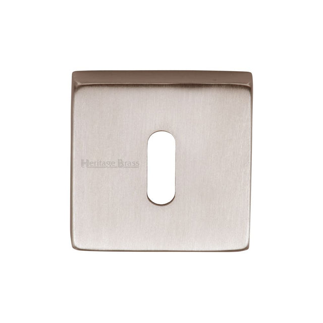 This is an image of a Heritage Brass - Square Key Escutcheon Satin Nickel Finish, sq5002-sn that is available to order from Trade Door Handles in Kendal.