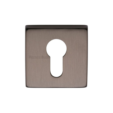 This is an image of a Heritage Brass - Euro Profile Cylinder Escutcheon Matt Bronze Finish, sq5004-mb that is available to order from Trade Door Handles in Kendal.