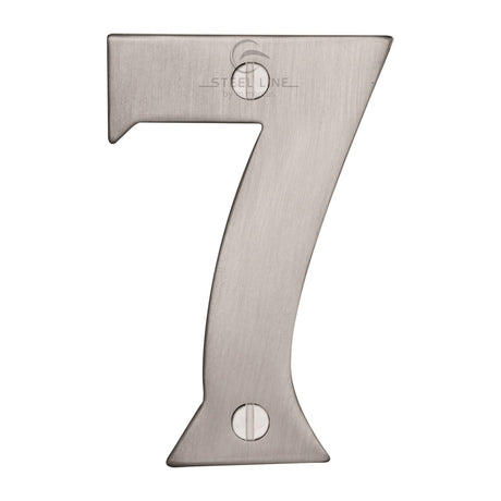 This is an image of a Steel Line Numeral 7 - 3" Steel Line, ss-1560-7-s that is available to order from Trade Door Handles in Kendal.