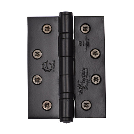 This is an image of a Stainless Steel Line Hinge SS 4 x 3 x 3 Matt Black finish, ss-4x3-bkmt that is available to order from Trade Door Handles in Kendal.