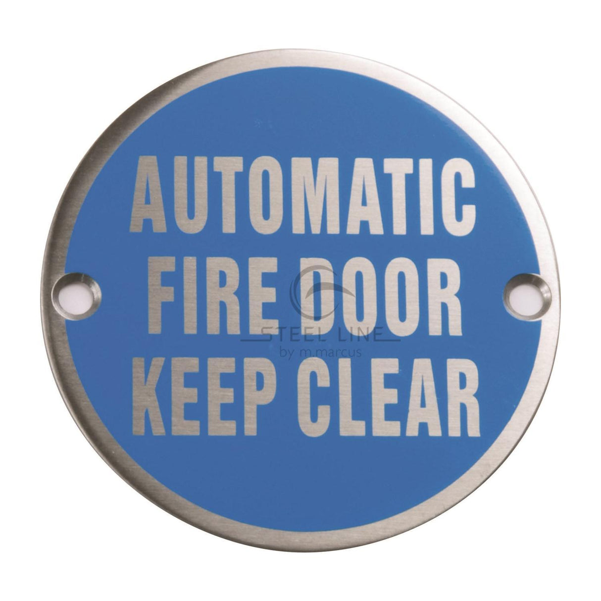 This is an image of a Steel Line Automatic Fire Door Keep Clear Engraving Satin Stainless Steel finish, ss-sign001-s that is available to order from Trade Door Handles in Kendal.