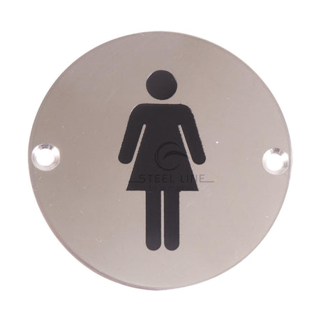 This is an image of a Steel Line Female Symbol Polished Stainless Steel finish, ss-sign022-p that is available to order from Trade Door Handles in Kendal.