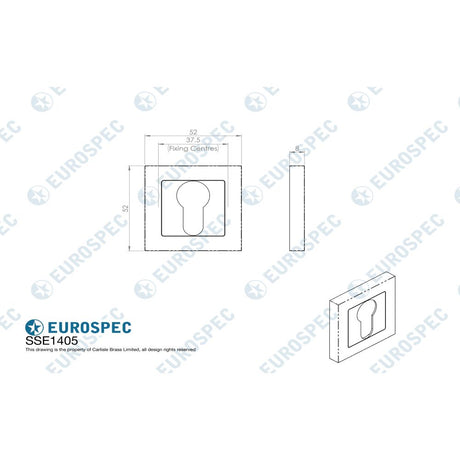 This image is a line drwaing of a Carlisle Brass - Square Escutcheons - Satin PVD available to order from Trade Door Handles in Kendal