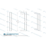 This image is a line drwaing of a Eurospec - Square Mitred Pull Handle - Satin Stainless Steel available to order from Trade Door Handles in Kendal