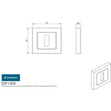 This image is a line drwaing of a Eurospec - Square Escutcheons - Bright/Satin Stainless Steel available to order from Trade Door Handles in Kendal